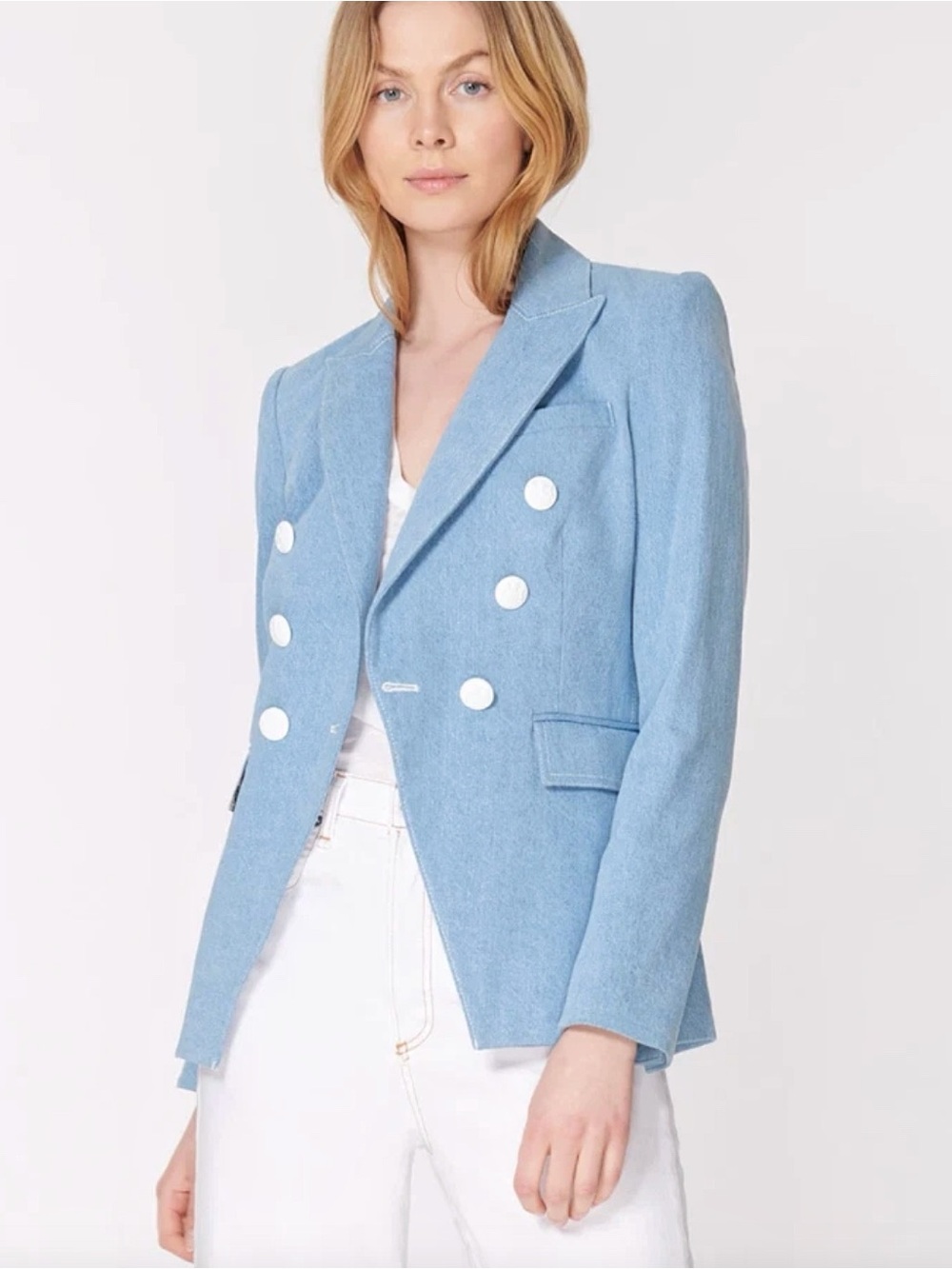 Veronica Beard Miller Dickey Denim Blazer Jacket